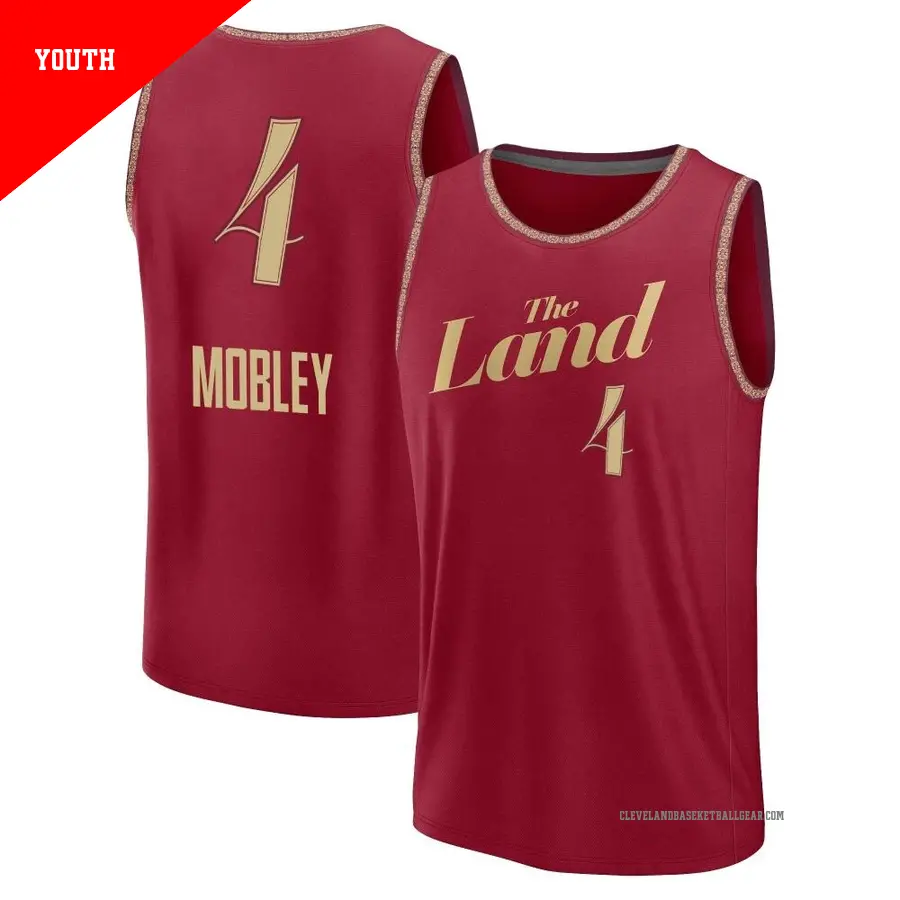 ＃4 Youth Evan Mobley Cleveland Cavaliers 2023/24 Fast Break Wine City Edition Jersey
