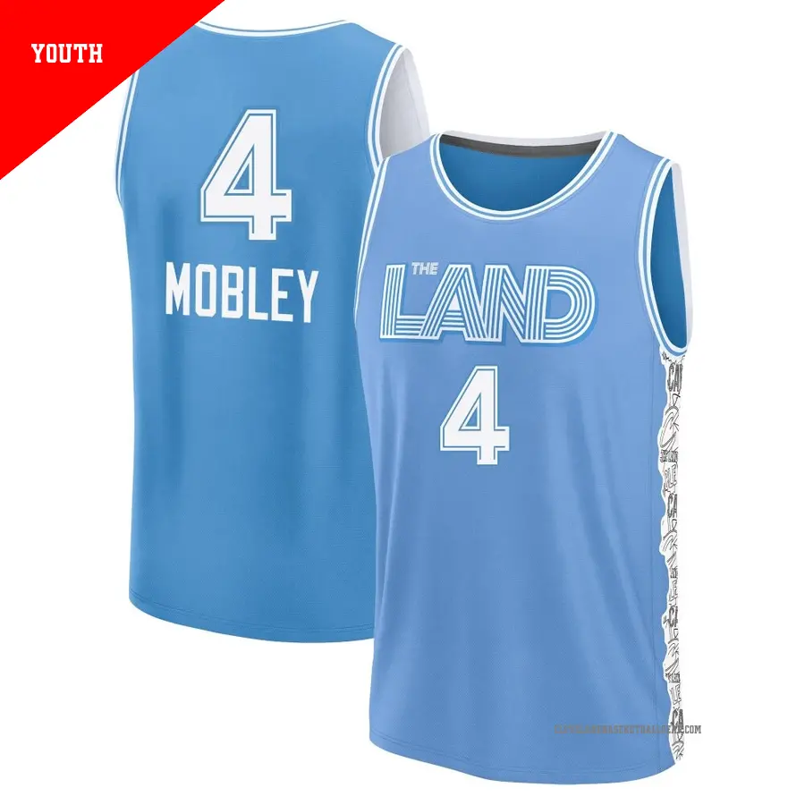＃4 Youth Evan Mobley Cleveland Cavaliers 2024/25 Fast Break Light Blue City Edition Jersey