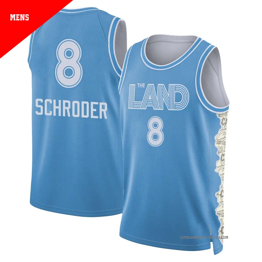 ＃8 Men's Dennis Schroder Cleveland Cavaliers 2024/25 Swingman Light Blue City Edition Jersey