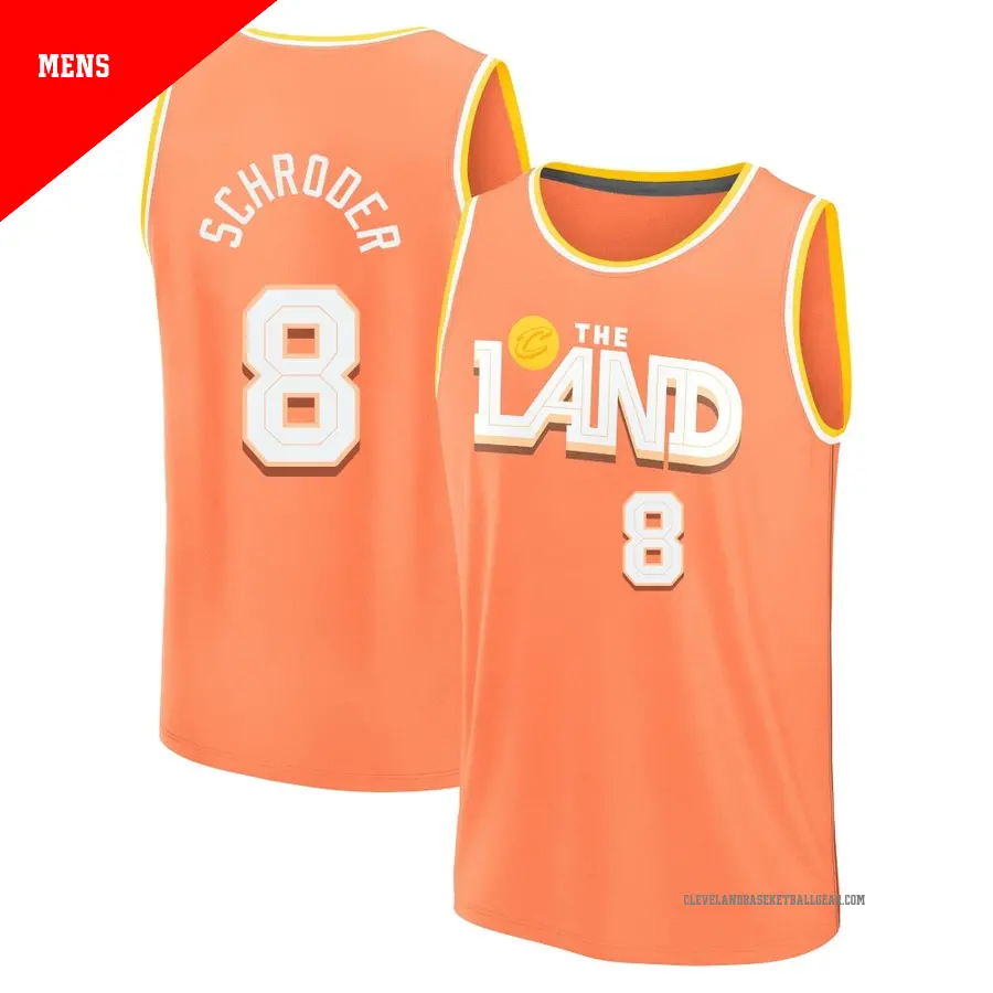 ＃8 Men's Dennis Schroder Cleveland Cavaliers 2025/26 Fast Break Orange City Edition Jersey