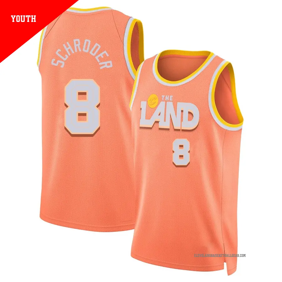 ＃8 Youth Dennis Schroder Cleveland Cavaliers 2025/26 Swingman Orange City Edition Jersey